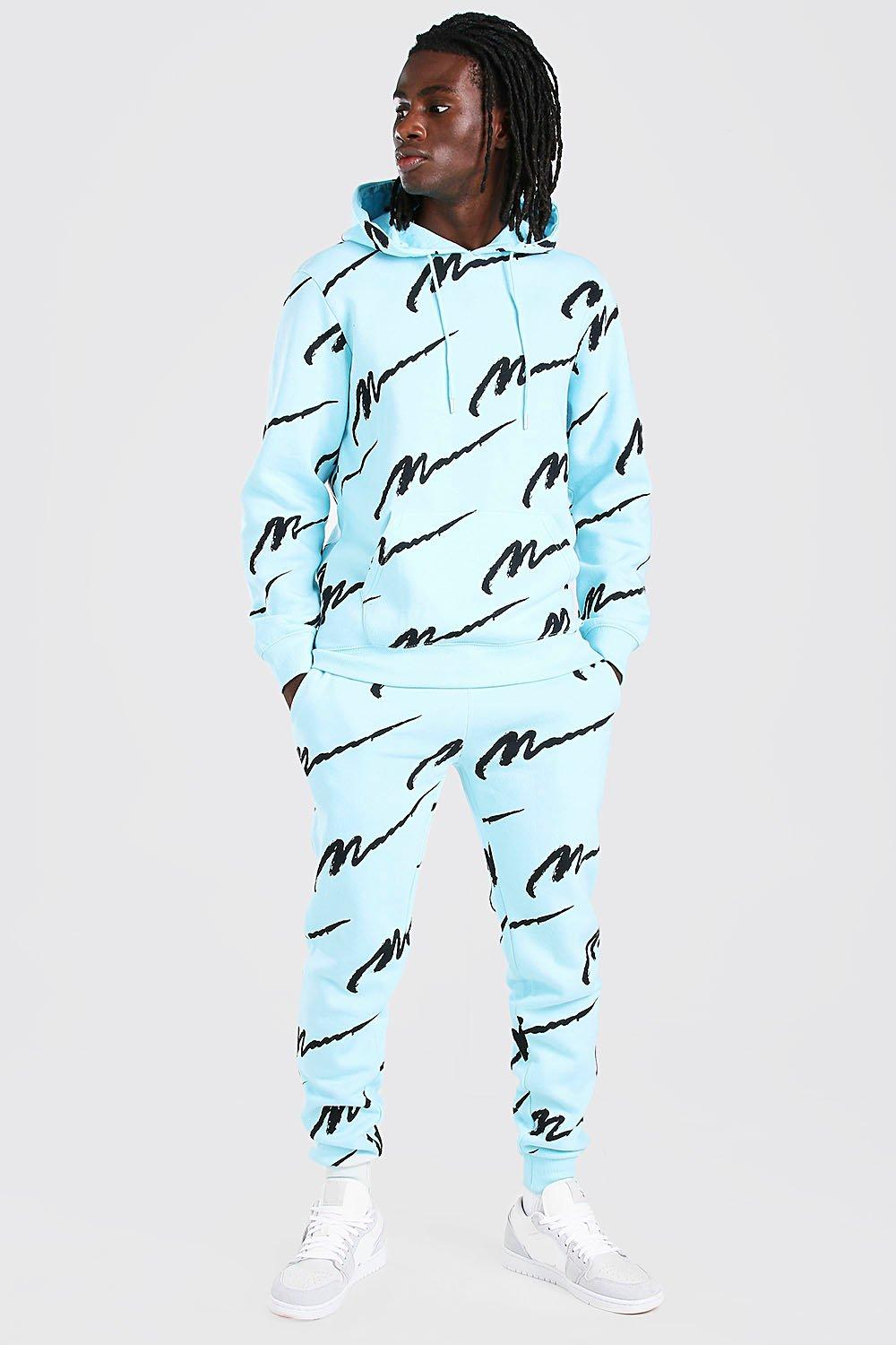 All over man 2025 printed hooded tracksuit